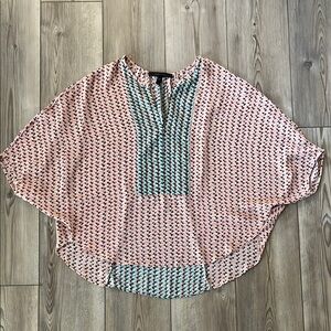 Pink and Blue Patterned Women's Top